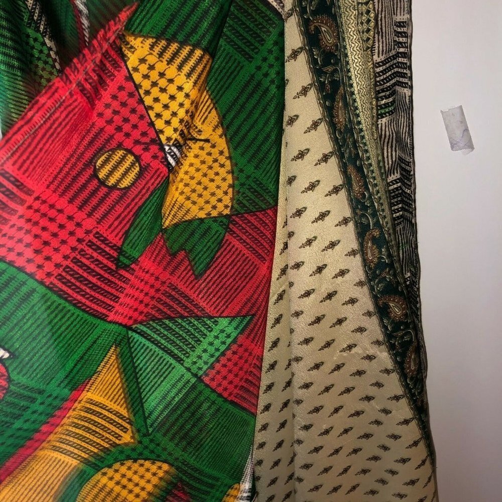 Wevez Womens Size Large Colorful Boho Wrap Midi Skirt Silk Blend - Picture 3 of 8